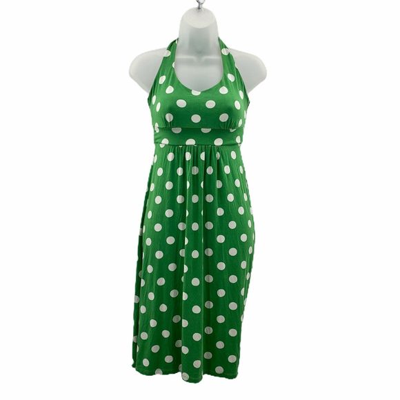 Boden Dresses & Skirts - Boden Green Polka Dot Halter Dress Size 8P